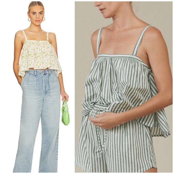 Acacia Krista Organic Cotton Top in Kelly stripe crop flow L - Picture 1 of 11